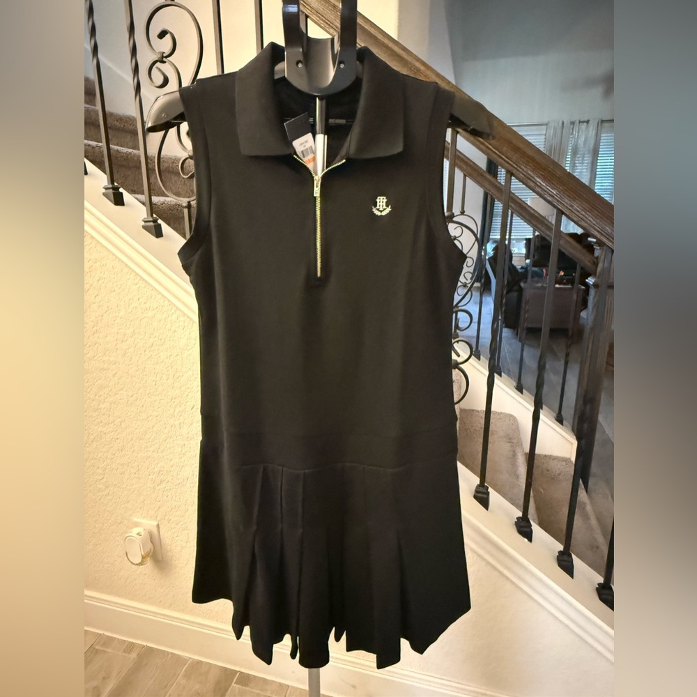NWT - Tommy Hilfiger Black tennis-style dress with Gold Zipper